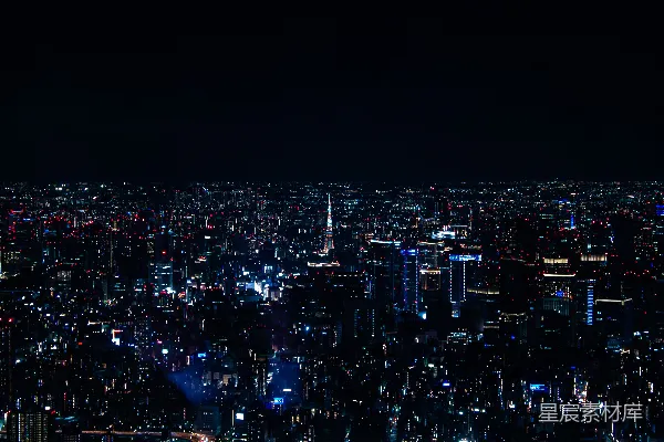 高清摄影 夜晚从一栋高楼俯瞰城市景色