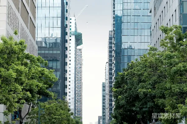 高清摄影 两座高大的建筑物挨在一起。