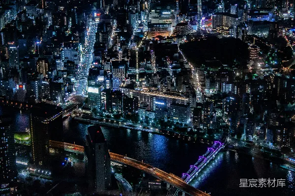 高清摄影 夜间城市俯瞰图
