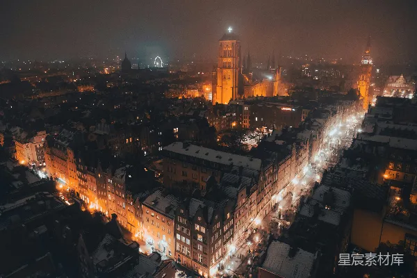 高清摄影 夜晚城市的空中俯瞰图