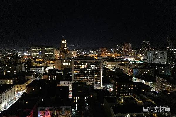 高清摄影 高楼大厦的城市在夜间