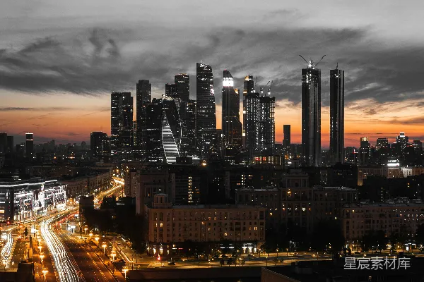 高清摄影 夜晚的城市天际线景观