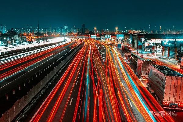 高清摄影 夜间道路上汽车延时摄影