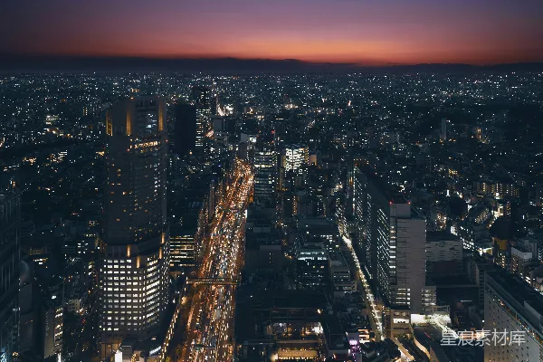 高清摄影 从一座建筑物顶部俯瞰的城市夜景