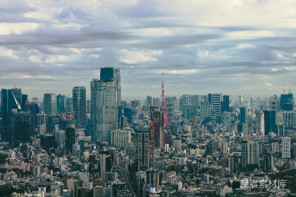 高清摄影 一幅大城市全景图，高楼林立。