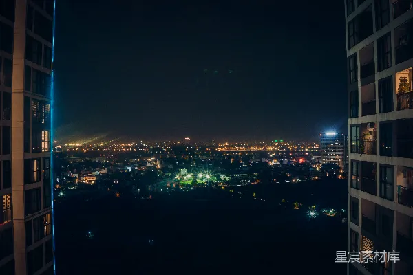 高清摄影 从一座高楼俯瞰夜晚的城市景色