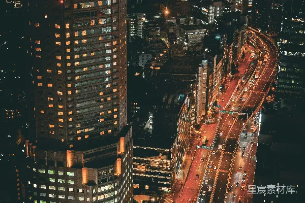 高清摄影 夜晚的城市航拍图