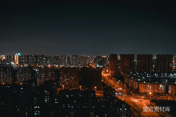 高清摄影 从一栋高楼顶上看夜景的城市视角