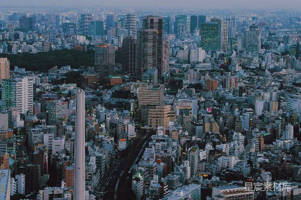 高清摄影 一座城市俯瞰图，高楼林立。