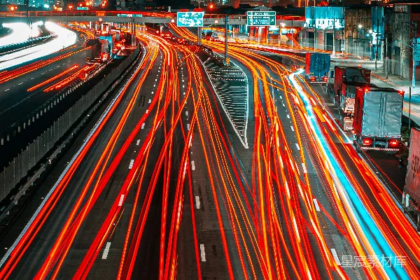 高清摄影 夜间道路上车辆延时摄影