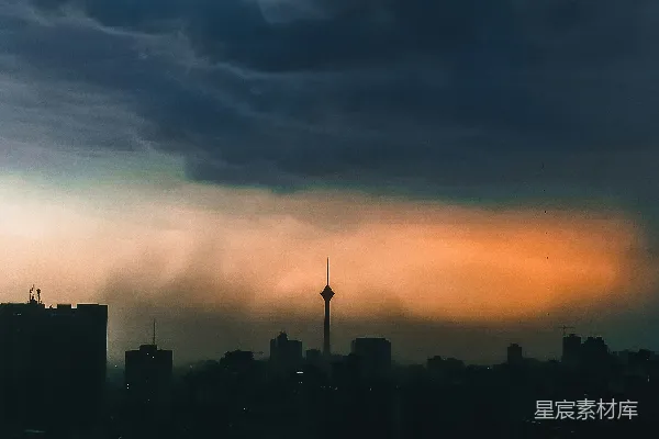 高清摄影 夕阳下城市建筑的剪影