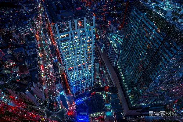 高清摄影 夜晚城市的空中俯瞰图