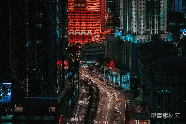 高清摄影 城市夜间马路上的汽车