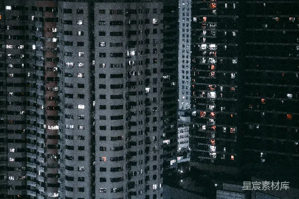 高清摄影 夜晚城市中的一群高楼大厦