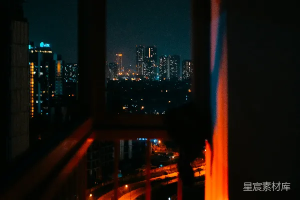 高清摄影 夜晚从窗口看城市的景色