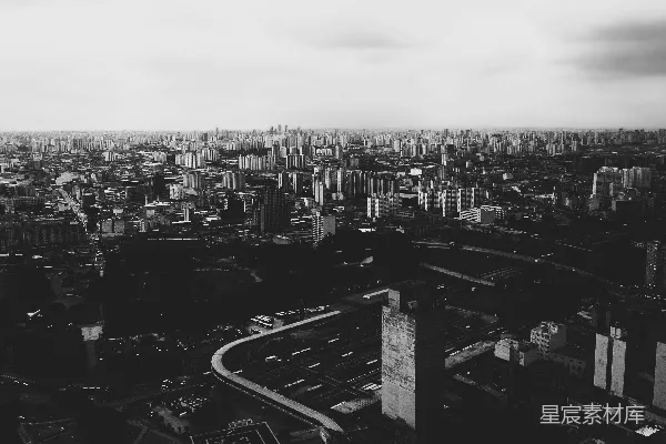 高清摄影 一张黑白的城市照片