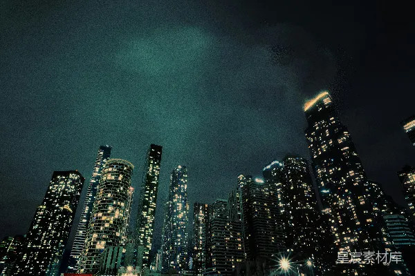 高清摄影 夜晚的城市，有许多高楼大厦。