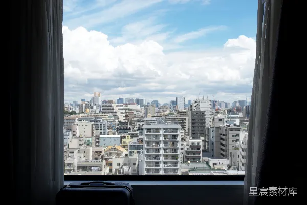 高清摄影 从窗户看到的城市景象