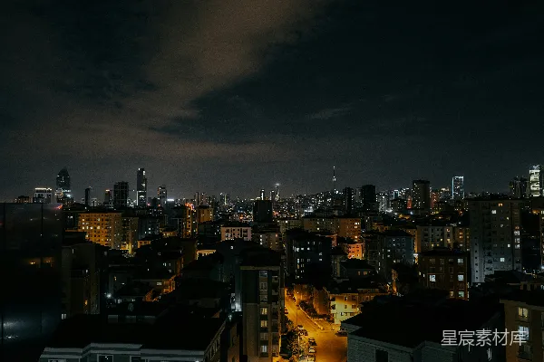 高清摄影 城市灯火在夜晚闪烁。