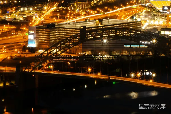 高清摄影 夜晚城市鸟瞰图