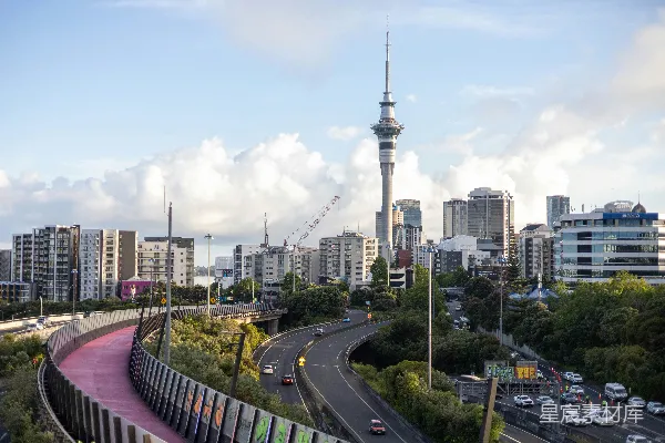 高清摄影 一座城市的景色，背景中有高大的建筑物。