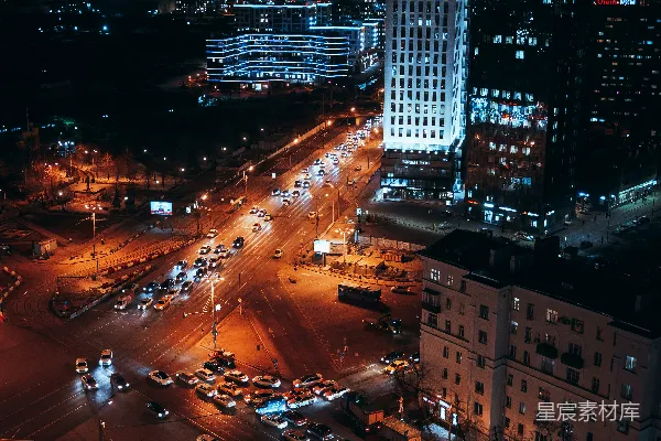 高清摄影 夜间的城市航拍图