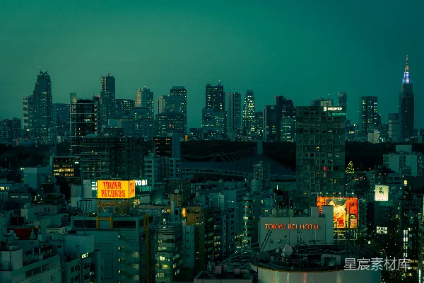 高清摄影 夜晚从高楼顶上俯瞰城市景色