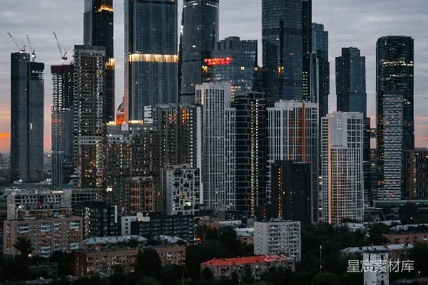 高清摄影 黄昏时分的城市天际线景色