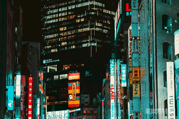 高清摄影 一条街道上充满了高楼大厦。