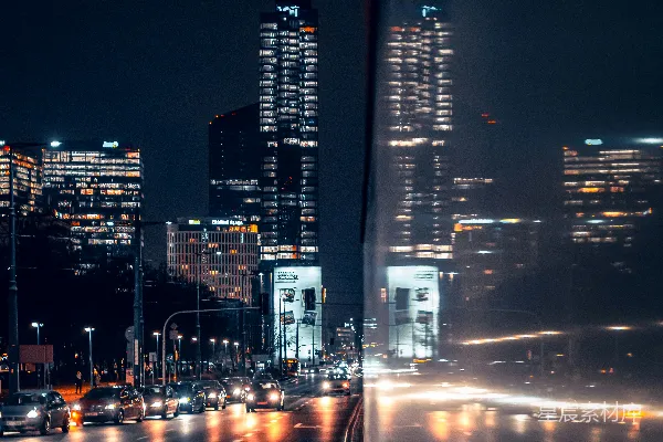 高清摄影 夜晚从窗户看到的城市景色