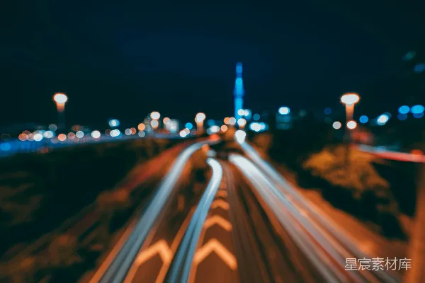 高清摄影 夜间道路上车辆的延时摄影