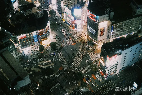 高清摄影 夜间的城市航拍图