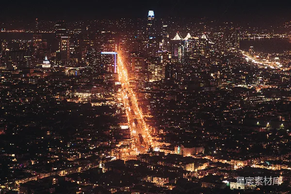 高清摄影 城市中有高层建筑的夜晚