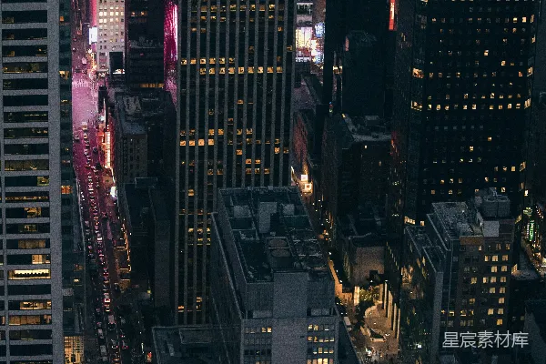 高清摄影 夜景中的城市天际线俯瞰图。