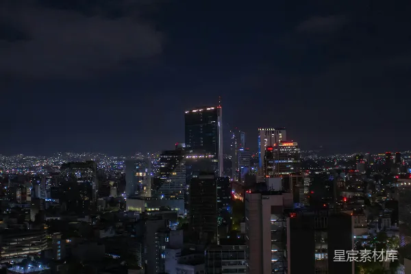 高清摄影 一个城市夜晚的景象，有高楼大厦。