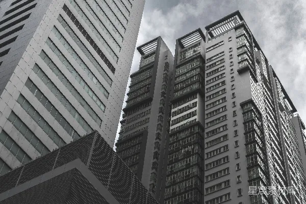 高清摄影 两栋高大的建筑物并排坐落在一起。