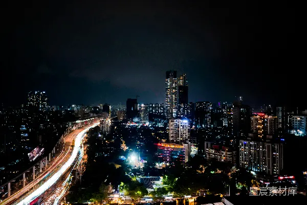 高清摄影 夜幕下的城市全景，从高处俯瞰。