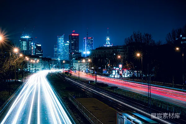 高清摄影 夜间道路上汽车的延时摄影