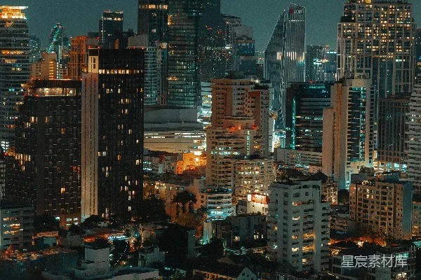 高清摄影 从建筑物顶部俯瞰夜晚的城市景色