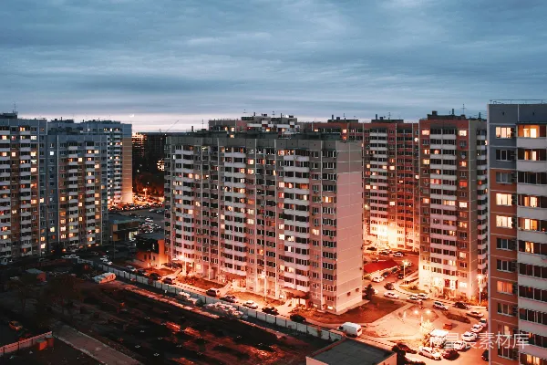 高清摄影 夜晚的城市，有很多高楼大厦。