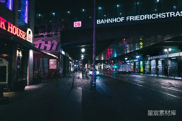 高清摄影 夜晚的城市街道霓虹灯闪烁