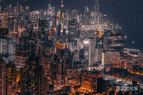 高清摄影 夜幕降临，城市霓虹闪烁，灯火辉煌。