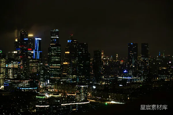 高清摄影 夜晚从山顶俯瞰城市景色