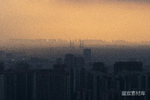 高清摄影 夕阳下的城市天际线