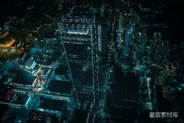 高清摄影 夜晚鸟瞰现代化的城市景观。