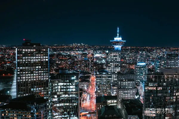 高清摄影 城市夜间鸟瞰照片
