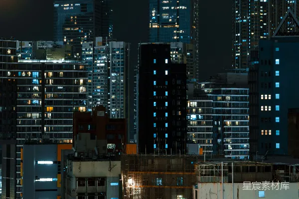 高清摄影 高层建筑在夜间