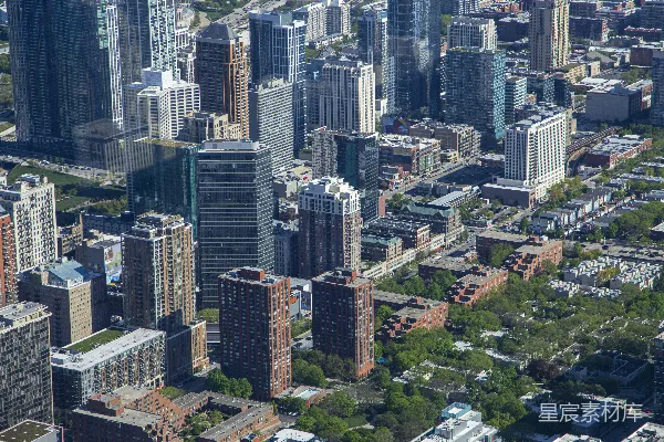 高清摄影 一座城市的航拍图，高楼林立。