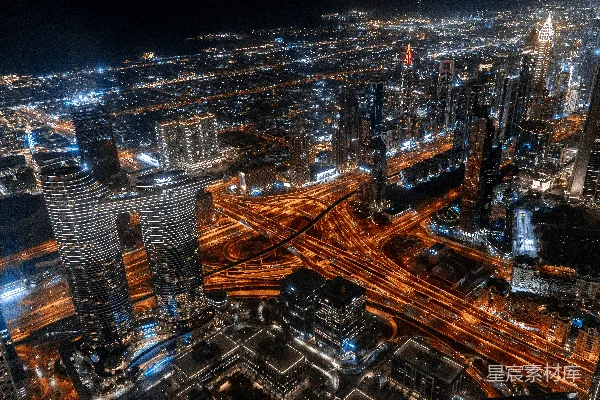 高清摄影 夜晚城市的空中俯瞰图