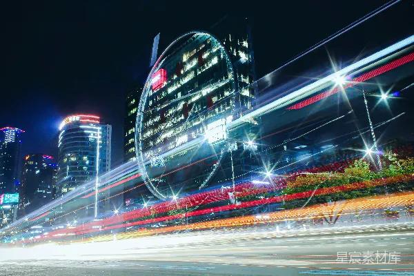 高清摄影 夜间道路上汽车的延时摄影